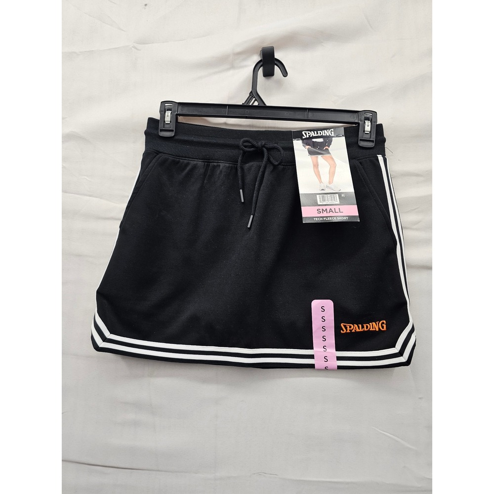 Spalding Womens Tech Fleece Skort Black Polyester Blend Workout Size Small